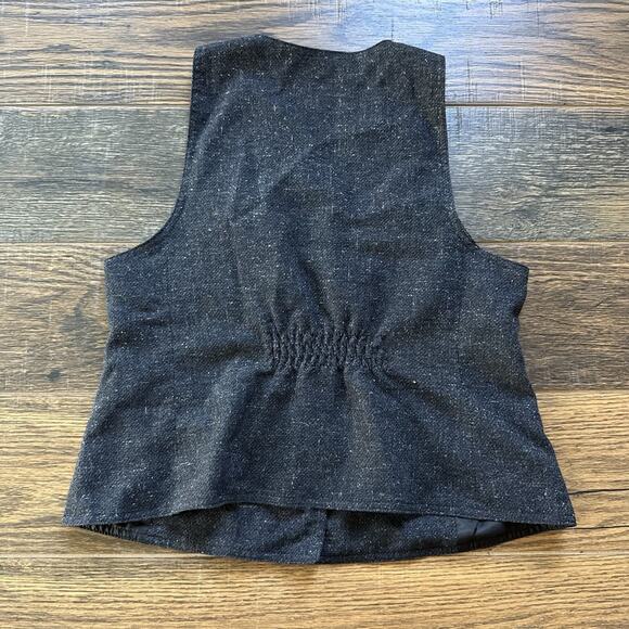J.Jill Black Tweed Button Front Vest Women’s XS Stretch Lined Classic Y2K Style - Picture 2 of 5